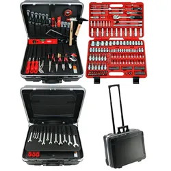 FAMEX 606-18 Profi Werkzeugkoffer bestückt in ABS-Schallenkoffer - Komplettset mit Trolley - High End Qualität