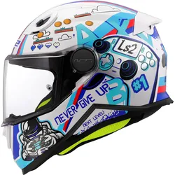 LS2 FF812 Next Level, Integralhelm Kinder - Weiß/Blau - L
