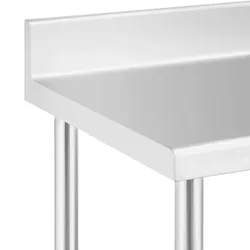 Royal Catering Edelstahltisch mit Rollen - PREMIUM - 70 x 100 cm - 155 kg - Aufkantung -