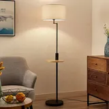 LINDBY Stehlampe Zinia schwarz, Ablage, USB-Anschluss