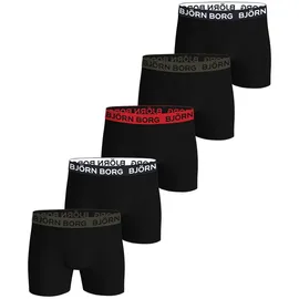 Björn Borg Boxershorts 5er Pack Schwarz/Rot/Grün XXL