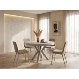 WFL GROUP Runder Ausziehtisch 120 x 76 cm grau-beige