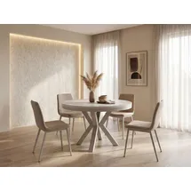 WFL GROUP Runder Ausziehtisch 120 x 76 cm grau-beige