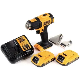 DeWalt DCE 530 D2 Akku Heißluftpistole 18V 530°C + 2x Akku 2,0Ah + 1x Lader+ Flächen- und Reflektordüse