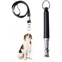 Mnixy Professionelle Hundepfeife aus Kunststoff mit Umhängeband für Rückruf und Bellen, Schwarz, Whistle, stainless steel