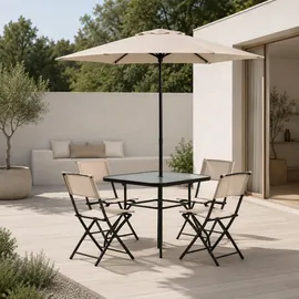home collective Gartenmöbel Set 6-tlg. Beige/Schwarz