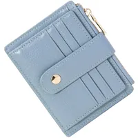 BTNEEU Kreditkartenetui Damen Echtes Leder Geldbörse Klein RFID Schutz Kartenetui mit Münzfach Herren Geldbeutel Mini Portemonnaie Visitenkartenetui Slim Card Holder mit 9 Kartenfächer (Blau)