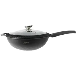 PLATINUM WOK Pfanne 32cm Induktion Aluguss mit Deckel Antihaft Bratpfanne Marmorbeschichtung Gastronomie Home