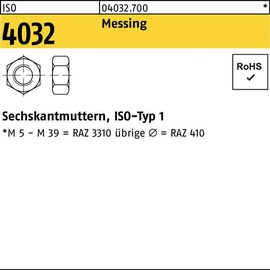 Sechskantmutter ISO 4032 M3 Messing 100 Stück