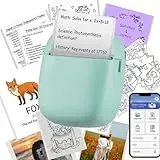 Mini Drucker Tragbarer Fotodrucker etikettendrucker selbstklebend Bluetooth Thermodrucker für Smartphone Kabellos Drucken für Studie, Fotos, Studiennotizen, Geschenke kompatibel mit iOS und Android