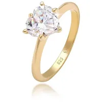 Elli Fingerring Herz Zirkonia Verlobungsring Solitär 925 Silber weiß 56