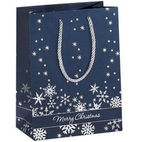 Sigel Geschenktüte GT111 Silver Snowflakes, Geschenktasche, 17,5 x 23cm, blau / silber, 3Stück