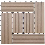 MCW WPC Bodenfliese Sarthe Holzoptik Balkon/Terrasse 11x Je 30x30cm - 1qm Basis Teak Versetzt