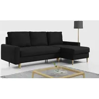 Ecksofa - L-form mit Schlaffunktion und Bettkasten - LANG - Schwarz - Schwarz