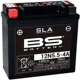 BS Battery 300841 12N5.5-4A AGM SLA Motorrad Batterie, Schwarz
