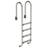 HAF Poolleiter Ideal Tiefbeckenleiter 4-stufig Eng V2A Poolleiter Schwimmbadleiter (Für Einbaubecken ohne Überlaufrinne, Poolleiter aus hochwertigem V2A Edelstahl), Mit rutschfesten Edelstahlstufen 4-stufig eng