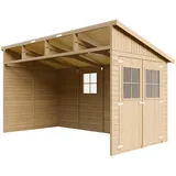 TIMBELA Anbau-Gartenhaus 4,16 x 2,11 m Beige