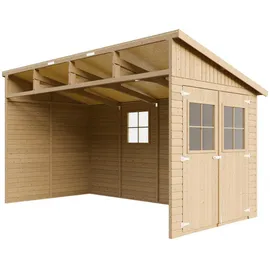 TIMBELA Anbau-Gartenhaus 4,16 x 2,11 m Beige