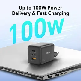 Acer 100W GaN Ladegerät mit abnehmbaren EU/UK-Steckern
