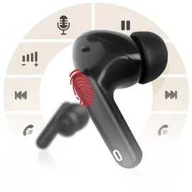 forcell F-AUDIO drahtloser / bluetoothfähiger Stereo-Kopfhörer TWS CLEAR Sound schwarz - Schwarz