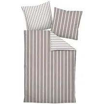 JANINE Interlock-Jersey Wendebettwäsche Gestreift Braun 155 x 220 cm + 80 x 80 cm