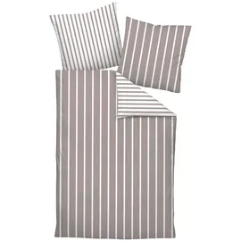 JANINE Interlock-Jersey Wendebettwäsche Gestreift Braun 155 x 220 cm + 80 x 80 cm