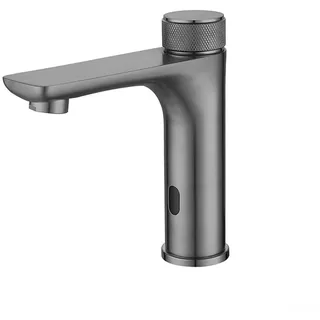 Infrarot-Sensor-Wasserhahn, 304 Edelstahl, automatischer Heiß- und Kaltwasserhahn, berührungsloses Badezimmer, Küchenspüle für Hygiene (grau)