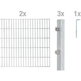 GAH Alberts Doppelstabmattenzaun 400 x 160 cm Silber/Metall