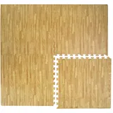 Eyepower Puzzlematte Holzmotiv 60x60cm Boden Deko Matte Schutzmatte Puzzle Teppich Holzmuster Hellbraun