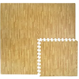 Eyepower Puzzlematte Holzmotiv 60x60cm Boden Deko Matte Schutzmatte Puzzle Teppich Holzmuster Hellbraun