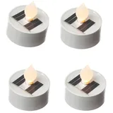 MARELIDA LED Solar Teelichter Garten Outdoor Solar Kerze H: 5,5cm weiß 4 Stück