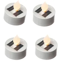 MARELIDA LED Solar Teelichter Garten Outdoor Solar Kerze H: 5,5cm weiß 4 Stück