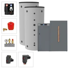 solarbayer� Solarbayer Pelletkesselset PLT-AC 35-1C Variante C 35kW mit 2xSLS-800-S Speicher
