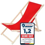 Melko - Gartenliege Rot Liegestuhl Holz Campingliege Strandliege Sonnenliege Liege