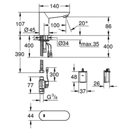 Grohe Euroeco CE Sensor-Armatur ohne Mischung chrom 36271000