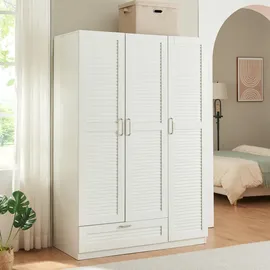 [en.casa] Kleiderschrank Finning 176x120x52 cm 1 Schublade Weiß