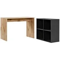 Mokebo Schreibtisch, Eiche, Weiß, 112x77x54 cm, Arbeitszimmer, Schreibtische, Bürotische