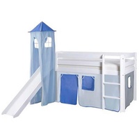 TICAA Spielbett Kasper 90 x 200 cm weiß hellblau-dunkelblau