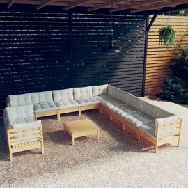 vidaXL Garten-Lounge-Set 12-tlg. creme Kiefer