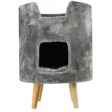 M-Diamant Katzenhaus Katzenhaus Katzenmöbel Katzenmöbel Tierbedarf Katzenhöhlen 45x45x60cm, stabiler Stand durch Holzfüße grau