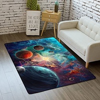 Teppichmatte 3D Galaxy Universe Planet Eule Lila Nebel Rechteck Großer Teppich Wohnzimmer Schlafzimmer Arbeitszimmer Büro Gamer Teppich Rutschfeste Fußmatte Badematte (Grün, 120 x 160 cm)