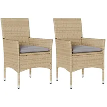vidaXL Gartenstuhl mit Kissen 54,8 x 63,8 x 25,6 cm beige 2 St.