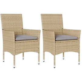 vidaXL Gartenstuhl mit Kissen 54,8 x 63,8 x 25,6 cm beige 2 St.