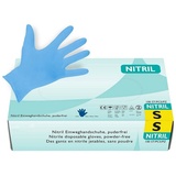 Hypafol Nitril-Handschuhe S-XL, Puderfrei I (100-St) mit Rollrand, Finger texturiert blau S