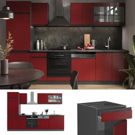 Vicco Küchenzeile R-Line J-Shape 300 cm Rot/Anthrazit