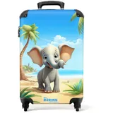 NoBoringSuitcases.com© Kinderkoffer Elefant - Strand - Tiere - Mädchen - Kind 55x35x20cm, 4 Rollen, Kinder Koffer Klein, Trolley Handgepäck bunt 35 cm x 55 cm x 20 cm