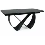 Feldmann-Wohnen Esstisch Finity (Tischplatte ausziehbar bis 240cm, 1-St., Marmor Optik, Tischplatte aus gehärtetes Glas), 160-240x90x75cm schwarz Marmor matt / schwarz matt ausziehbar schwarz