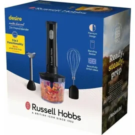 Russell Hobbs Stabmixer [3in1 Handmixer] elektrischer Zerkleinerer (Küchenmaschine mit 3 Aufsätzen f.Babynahrung,Smoothies,Suppen,2 Geschwindigkeiten+Impuls,Edelstahl,BPA-frei) Matte Charcoal 27141-56