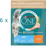 (€ 7,98/kg) Purina ONE Light Futter mit Huhn - für Katzen - 6 x 750 g