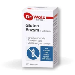 Dr. Wolz Gluten Enzym+ Calcium –hilft Gluten abzubauen, mit Gluten spaltendem Enzym und Calcium – 60 Kapseln